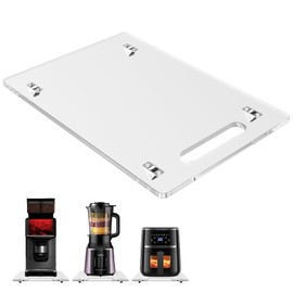 Sliding Tray for Coffee Maker Clear Acrylic Countertop Slider Tray with Silent Wheels for Mixer Air Fryer Rice Cooker Moving Heavy-Duty Kitchen Countertop Organizer Trays for Mother's Gift 9.84" X 14"
