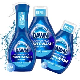 swigii Dawn Platinum Plus Powerwash Dish Spray & Dish Soap Refill Set, Fresh Scent – 1 Spray Bottle + 2 Refills, 21.5 Fl Oz Value Size Bundle The Ultimate Dish Cleaner. (Pack of 3)- 64.5 Fl Oz