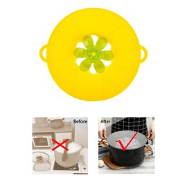 Spill Stopper Lid Cover, Boil Over Safeguard, Silicone Pot Lid, 10.2" Spill Stopper, Microwave Cover For Food, Safe, Soft, Heat-Resistant, Easy Clean(Yellow)