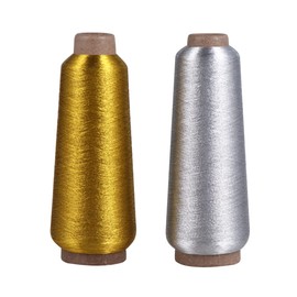 SEWACC 4 Rolls Metallic Embroidery Threads DIY Cross Stitch Supplies Gold and Silver Spools for Computer Embroidery Decorative Sewing Projects