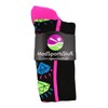 MadSportsStuff Crazy Socks with Diamonds Over The Calf (Black/Multi-Neon, Medium)