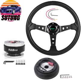 SUTUNG 14in Steering Wheel+Quick Release+Hub Adapter 160HFor Mazda Miata RX-7 RX-8 MX-3