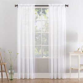 Megachest Woven Voile Slot Top Curtain 2 Panels (pure white, 78" wideX81 drop(W200cmXH206cm))
