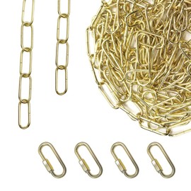 ECUDIS 20 Feet Pendant Light Fixture Chain, Lighting Hanging Chain Extension with Connection Locks, Lighting Chain Replacement for Chandelier, Plants, Fruit Basket (Brass)