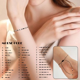 Zodiac Bracelet for Women Morse Code Bracelet for Men Inspirational Code Bracelet Adjustable 12 Constellation Bracelet Funny Beaded String Bracelet for Best Friend Couples with Message Card (Sagittarius)