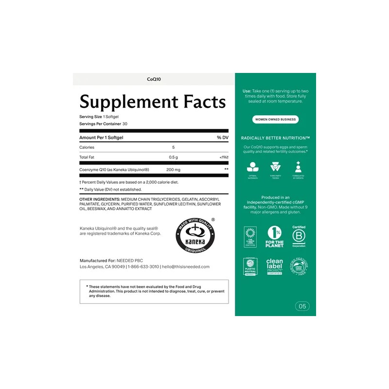 Needed. Coq10 200mg Ubiquinol Suplemento 30 Softgels