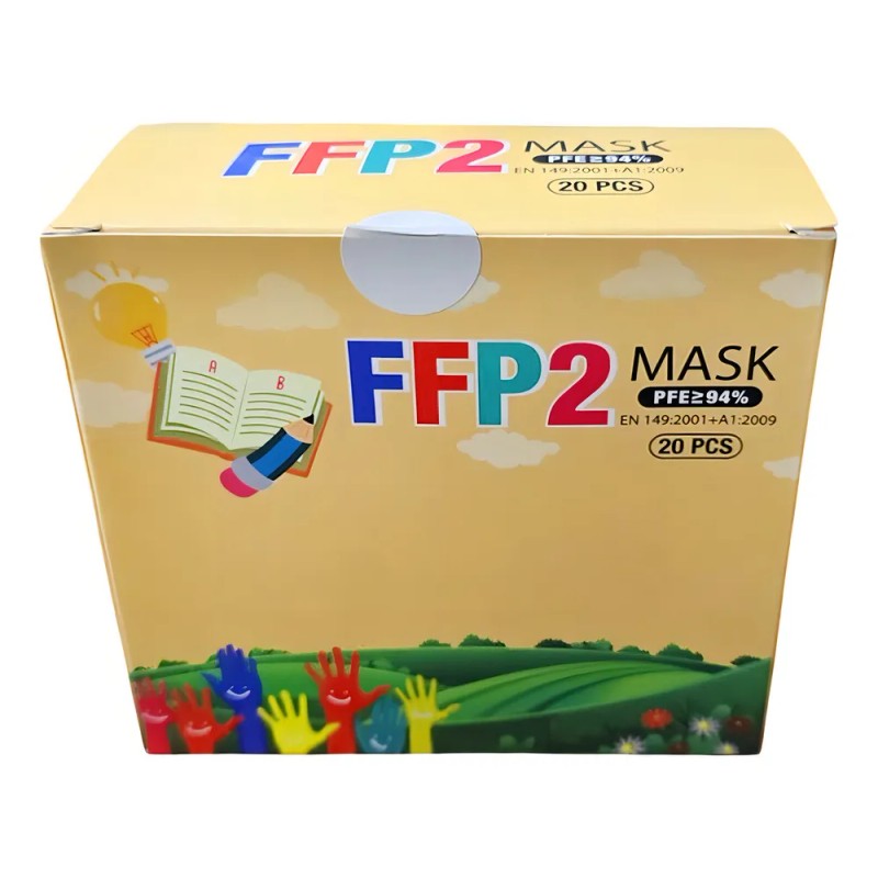Cubrebocas Infantil FFP2 Blanco KN95 Niños 20 Piezas Caja Desechable