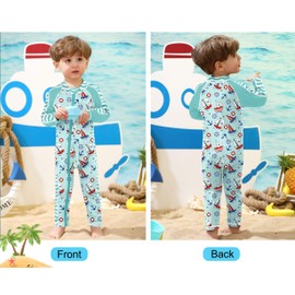 BesserBay Toddler Boys Boat Aqua Red One Piece Beach Rashguard Baby UV Swimsuit 24-36 Months