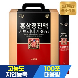 Sunsu Food 6년근 홍삼정 진액 에브리데이 365 홍삼 스틱 1박스(100포) 실속형 6-Year-Old Red Ginseng Extract Everyday 365 Red Ginseng Sticks 1 Box (100 Packs) Value Type
