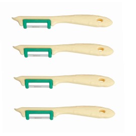 NEUSTANLO Peeler in Asparagus Look, Assorted Colours, Pack of 4, Stainless Steel, for Left and Right Handers, Made in Solingen, Also Ideal as an Asparagus Peeler