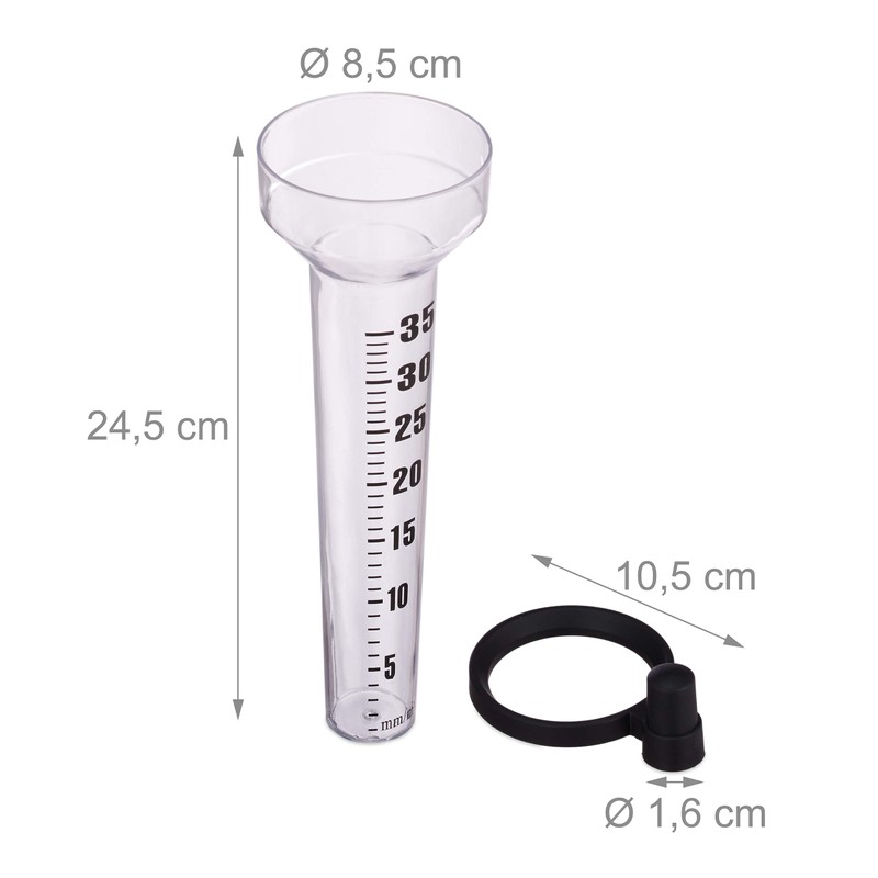 Relaxdays Rain Gauge Set with Holder, Rain Gauge for Garden,