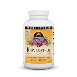 Source Naturals Resveratrol 500, Heart Support & Healthy Aging*, 500 mg - 120 Tablets