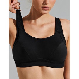 Wingslove Womens Sports Bras High Impact Adjustable Wireless Plus Size Sports Bra Full Figure Large Bust Workout Bra Exercise Running Bra (Black, 42DDD)