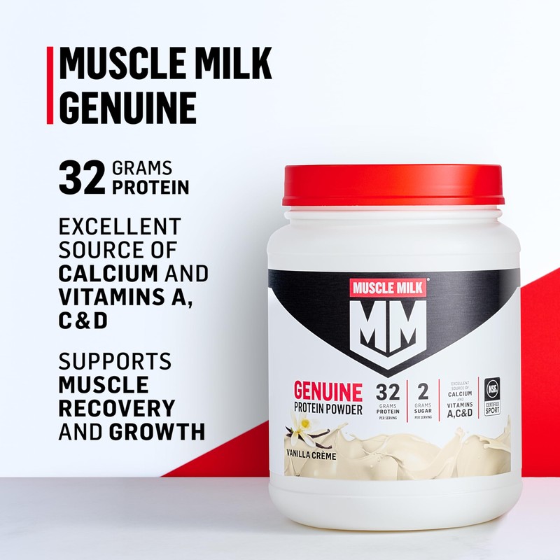 Muscle Milk Genuine Protein Powder, Strawberries 'N Crème, 32g Protein,