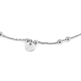 Vanbelle Sterling Silver Jewelry Multi Discs and Beads Anklet with Rhodium Plating for Women