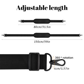 Rapidbok Shoulder Strap for Bags, Shoulder Strap, Carry Straps for Bags, Shoulder Strap with Carabiner, Bag Strap Wide, Suitable for Duffel Bags, Computer Bags, Sports Bags, Black, black