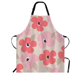 Beabes Japanese Cherry Floral Pattern Kitchen Apron Luxury Flowers Jungle Leaves Blossom Garden Cooking Bib Apron For Chef Restaurant Home Cleaning Serving Painting 27" X 31"