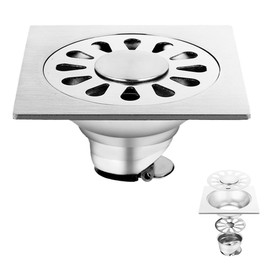 SUNOTLE Renaje de Piso 120 * 120mm Cuadrado - Drenaje de Piso Cuadrado Acero Inoxidable Coladeras de Desagüe Coladera Universal Zero olores Cubierta y Bisel con Check Anti-olores y Tapa Higiénica