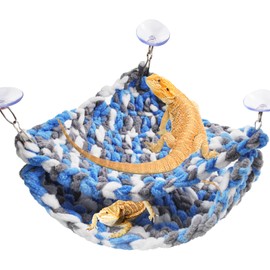 kathson Bearded Dragon Hammock Soft Double-Layered Reptile Hammocks Swing Hanging Bed with Suction Cups Hooks Tank Accessories Hammocks for Small Lizard Leopard Gecko Chameleon(Triangular)