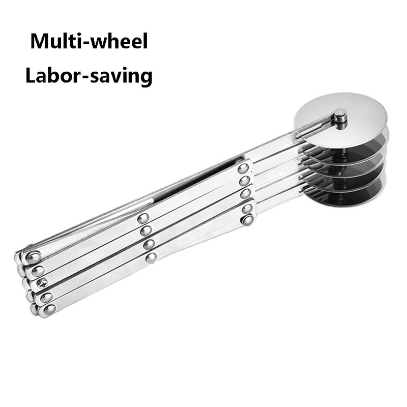 Pastry Multi-Wheel Cutter, Adjustable Pizza Slicer Multi-Round Baking Roller Dough