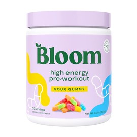 Bloom Nutrition High Energy Pre-Workout Powder – Natural Caffeine, Amino Acids & Focus Support for Endurance & Workout Performance – 30 Servings - Flavour: Sour Gummy