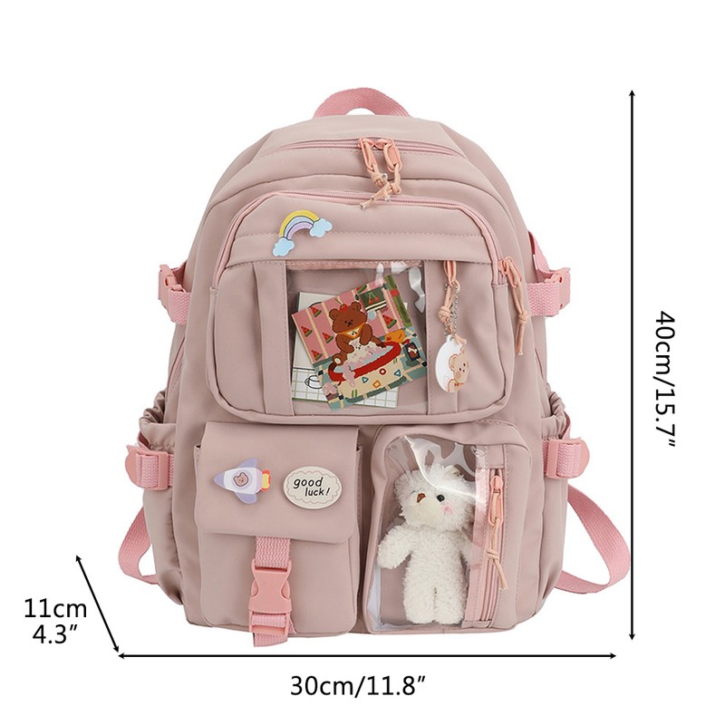 Kawaii Backpack Large Capacity Cute Bear Accessories Backpack for School
