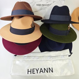 HEYANN Fedora Hat for Men Women Wool Felt Men's Hat with Wide Brim Fedora Hat Derby Cap Jazz Gentleman Hat Trilby Caps Panama Hat Jazz Hats, khaki