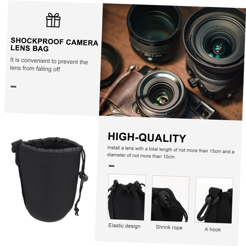 Operitacx 2PCS Neoprene Lens Pouch Bag Camera Lens Case with