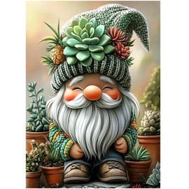 Oslynia Diamond Painting Kits for Adults, Gnome 5D Diamond Art Kits for Beginners, Adults, DIY Painting Art Kit for Wall Home Decor (Smile)