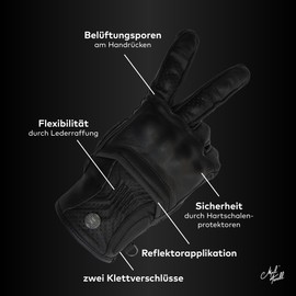 Mycl Turell Classic Line Men's Motorcycle Gloves - High-Quality Genuine Leather, Reinforced Ankle Protection, Touchscreen Compatible, Breathable, Adjustable, Elegant and Safe (3XL)