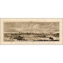 Historic Map - Rama (Ramallah) / View of The City of Ramallah, from De Bruyn's Reizen Van Cornelis de Bruyn, 1698, Cornelis De Bruyn - Vintage Wall Art 24in x 10in