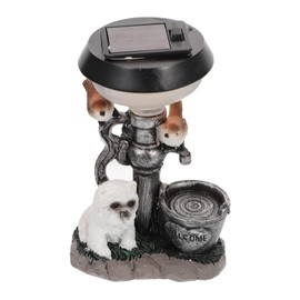 MERRYHAPY Lovely Animal Statue Solar Light Resin Dog Lamp for Garden Lawn Decor Delicate Outdoor Solar Animal Ornament Cozy Illumination for Courtyards and Flower Beds
