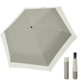 FUMITAKE 日傘 折りたたみ傘 UVカット100% 完全遮光 遮熱 ワンタッチ自動開閉 折り畳み傘 超軽量 コンパクト 折り畳み日傘 紫外線遮断 日焼け止め 耐風撥水 晴雨兼用 携帯便利 男女兼用 メンズ レディース 熱中症対策 日焼け防止 梅雨対策 ギフト プレゼント (スモークグレー×オフホワイト)