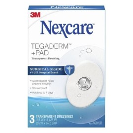Nexcare Tegaderm + Pad Transparent Dressing Oval 3.5" x 4.125"  3 Count