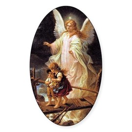 CafePress Guardian Angel Oval Car Bumper Sticker
