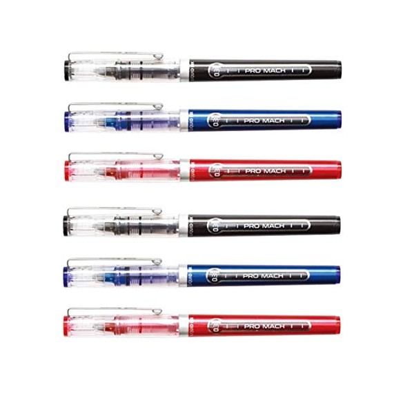 Morning Glory Pro Mach Roller Ball Pen (12 pcs, 6 pcs) 0.38 mm Fine Point Tip (Assorted Colors (6 pcs)) New Upgrade Model