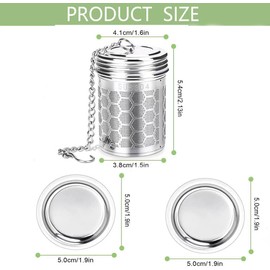 2 Packs Tea Infuser, Tea Strainer Fine Mesh Tea Filter for Loose Tea 304 Stainless Steel Tea Steeper Honeycomb Design with Extended Chain Hook to Brew Loose Leaf Tea, Perfect for Spices, Black Tea