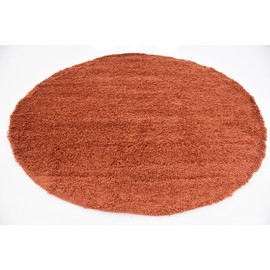 Unique Loom Solo Solid Shag Collection Modern Plush Terracotta Round Rug (8' 2 x 8' 2)