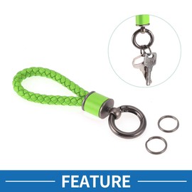 A ABSOPRO Car Keychain Universal Key Chain with Ring for Key Fobs for Home for Women Faux Leather Light Green
