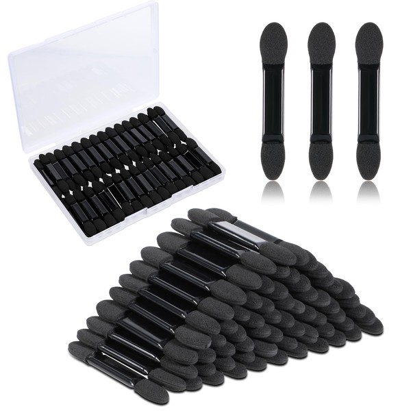 50 PCS Double Head Eyeshadow Applicators, Disposable Sponge Eyeshadow Brush,