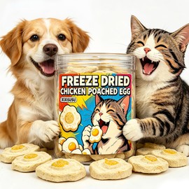xixisusu Freeze Dried Sunny Side Up Egg Treats for Dogs, Cats & Small Pets - High Protein Meal Topper & Chew for Training Kitten Snack or Puppy Treat, 2oz Resealable Jar