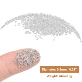 sourcing map Nail Art Beads 0.02" (0.6mm) Mini Metal 3D Caviar Nails Beads Ball Bubble Bead with Bags for Nail Art DIY Craft Decoration, Silver Tone