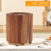 Natural Acacia Wood Utensil Crocks, 360° Rotating Utensil Holder, Holds