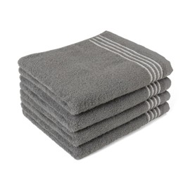 OruTa (オルタ) Senshu Towel Face Towels, Set of 4, Skin-friendly, Silky Touch, Quick-drying, Cotton, Made in Japan, Lightweight, Instant Absorption, 13.4×33.1 inches, Charcoal