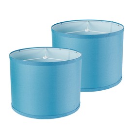 Wankaix lampshades Set of 2, Drum Lamp Shades Set of 2, Lamp Shades for Table Lamps Easy Assembly Required Lamps Shades Natural Linen Fabric (Blue, 13"x13"x10")