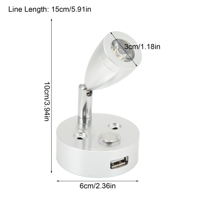 10V‑30V RV Reading Light LED Spotlight Bedside Lamp 3500K Warm