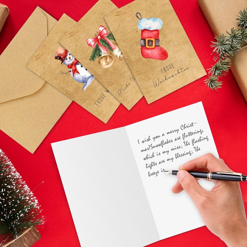 Shining She 20 Christmas Cards with Envelope Set, A6 Folding