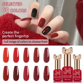 JR 12ml 10colors HEMA Free Red Gel Nail Polish Set Long Lasting Soak off UV Gel Polish Kit Nail Art DIY Manicure Salon Home Gifts for Women D Model