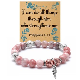 Mwphuy Religious Quote Faith Bracelet Christian Gifts for Woman Friend Daughter Sister Grandma Godmother Beaded Bracelet Confirmation Baptism Gifts for Her Bible Verse Christmas Birthday Gift