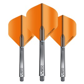 RED DRAGON - Juego Combinado de vuelos y Ejes de Dardos (Tallo) - Vuelos Hardcore Naranja y Ejes Negros VRX